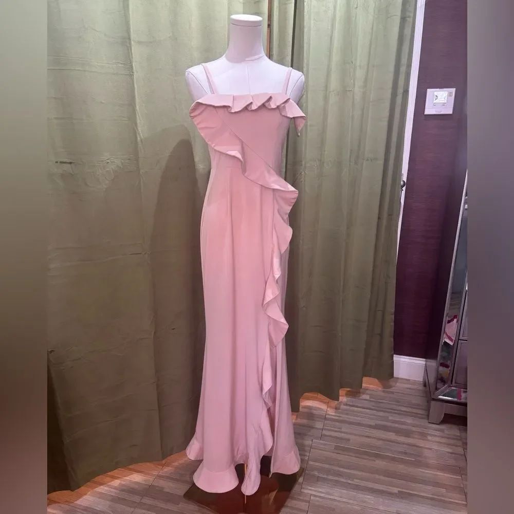 NBD Pink Ruffle maxi Dress, S